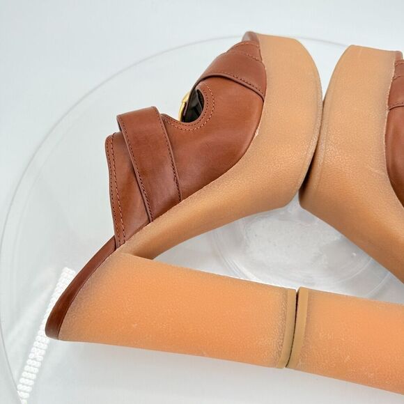 Veronica Beard Garrick Chunky Suede Platform Slide Sandals Buckle Brown 9.5M - Picture 7 of 13